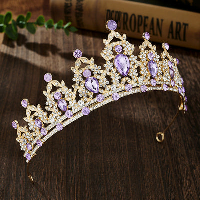 glam luxurious lady crown alloy plating inlay zircon crown