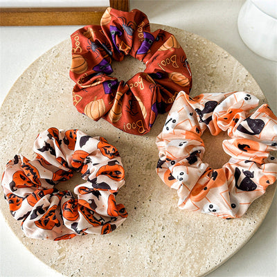 New Halloween Hair Ring  Hair Accessories Large Intestine Hair Ring  Hot Selling Product Festival Pumpkin Ghost Bat Head