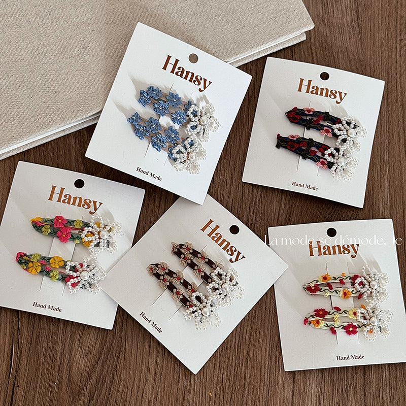 Women's Sweet Flower Cloth Hair Clip