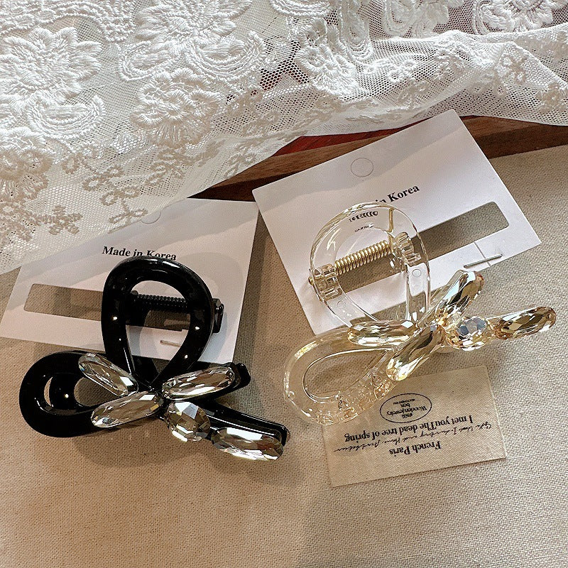 Women's Sweet Simple Style Bow Knot Rhinestone Hair Claws