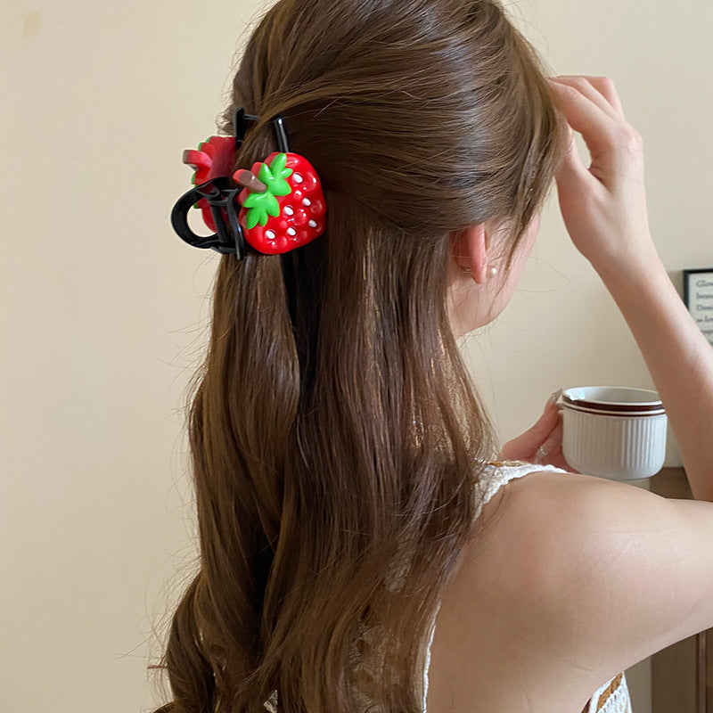 Cute Sweet Women's Fruit Strawberry Arylic Fruit Hair Claws