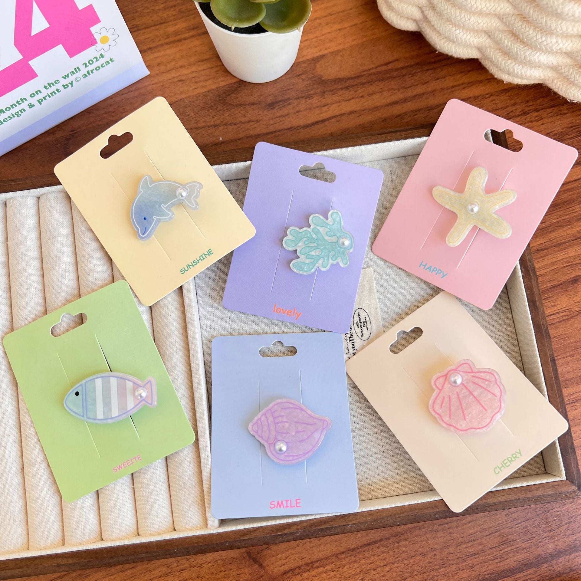 Women's Marine Style Starfish Fish Arylic Hair Clip