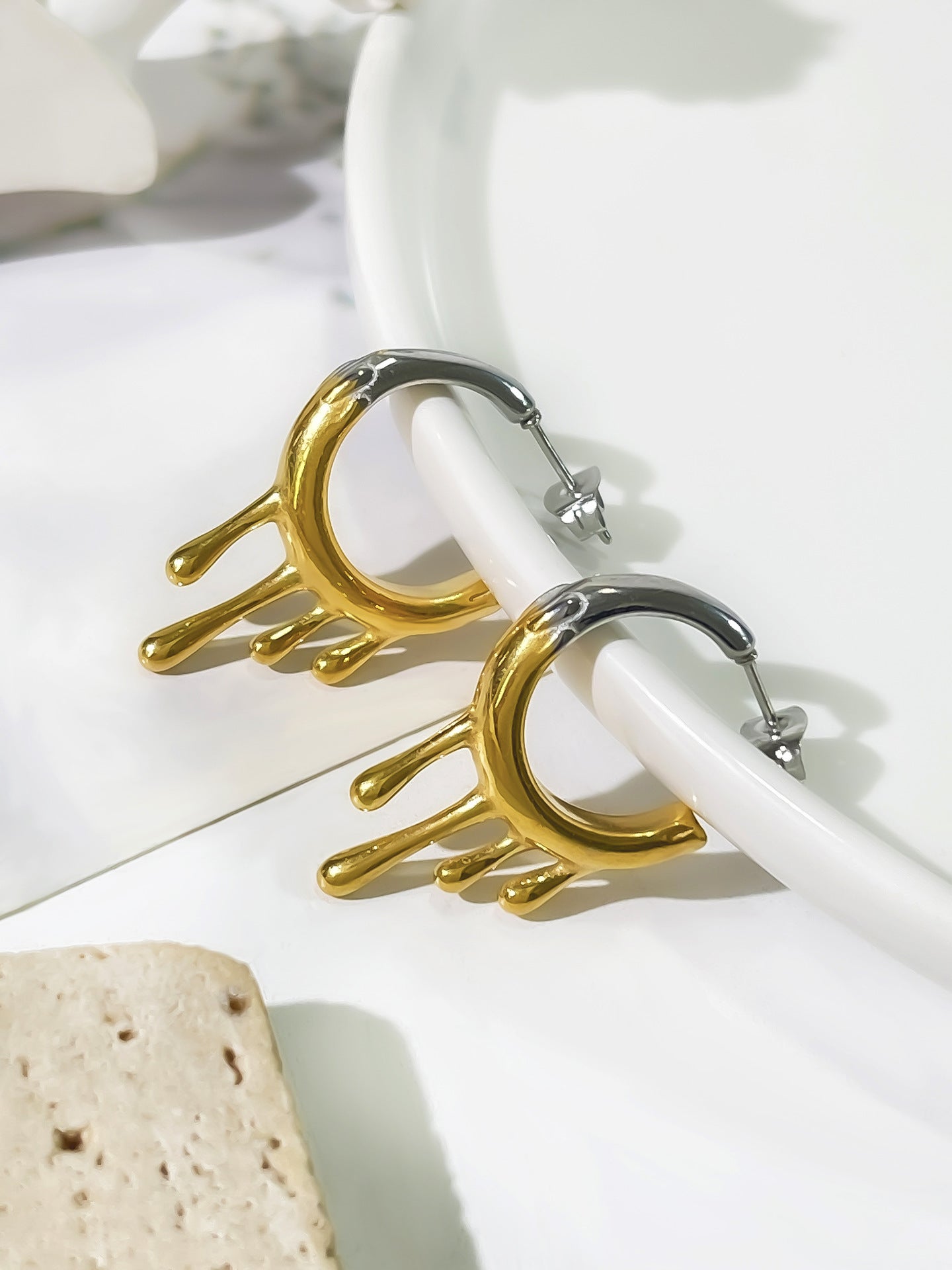 1 Pair Vintage Style Simple Style Geometric 316L Stainless Steel  18K Gold Plated Ear Studs