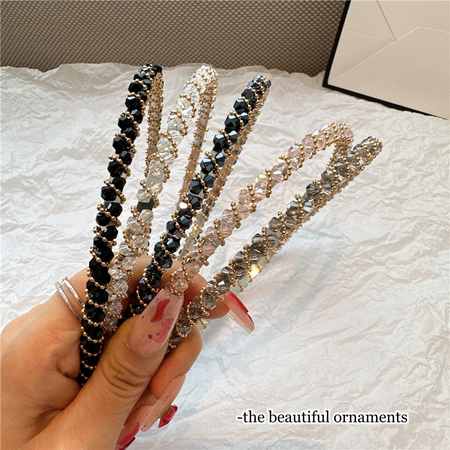 Women's Simple Style Solid Color Artificial Crystal Diamond Hair Band