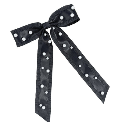 Women's Basic Bow Knot Ribbon Inlaid Pearls Hair Clip