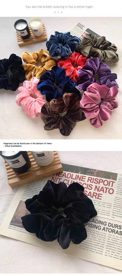 velvet oversized pure color hair scrunchies