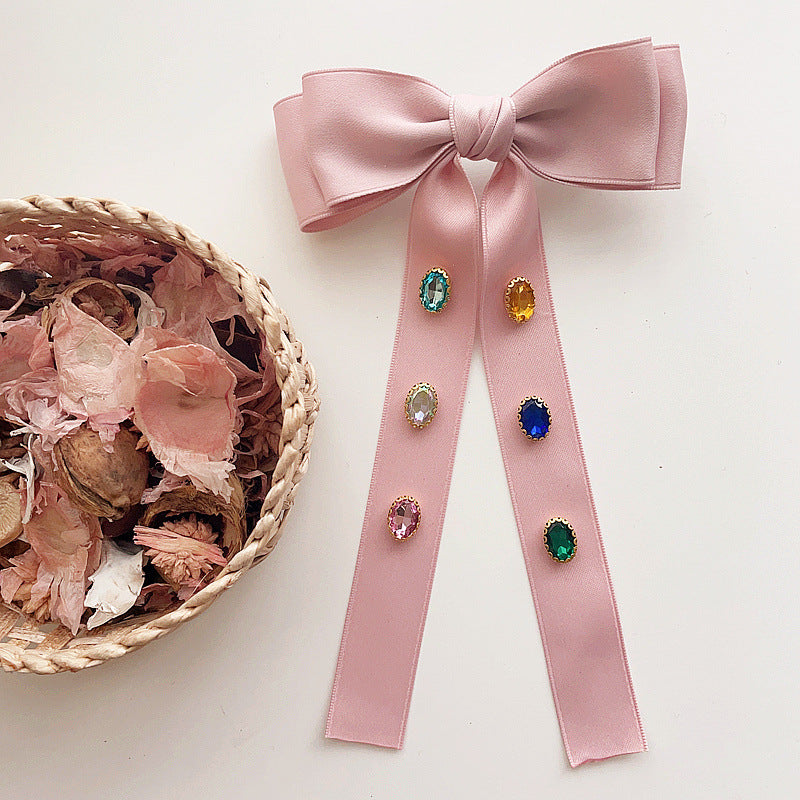 sweet bow knot cloth diamond hair clip