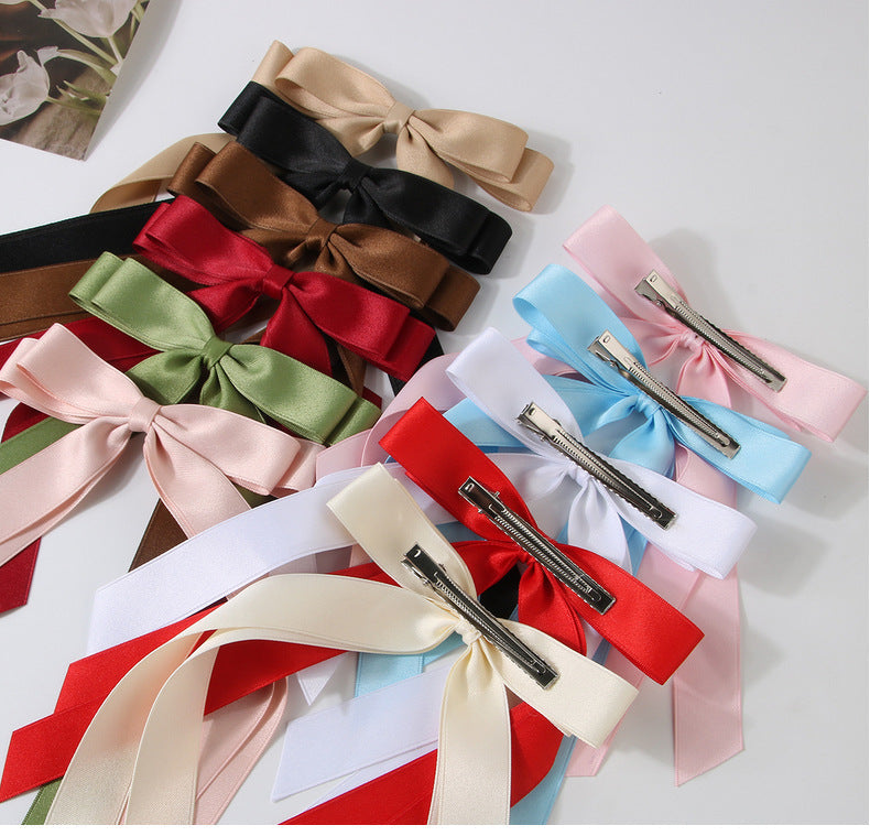 Guanyang  New Arrival 2.5cm Polyester Cotton Double Bow Barrettes Duckbill Clip Sweet Hair Pin Bar Shaped Hair Clip