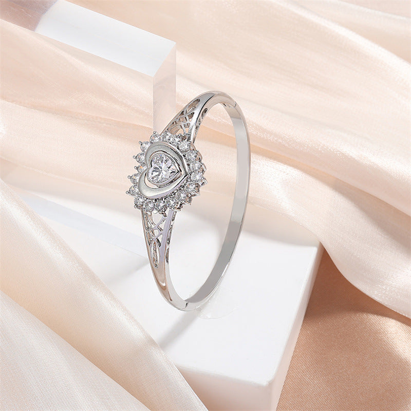 Casual Simple Style Streetwear Heart Shape 304 Stainless Steel Zircon Stainless Steel Bracelets In Bulk