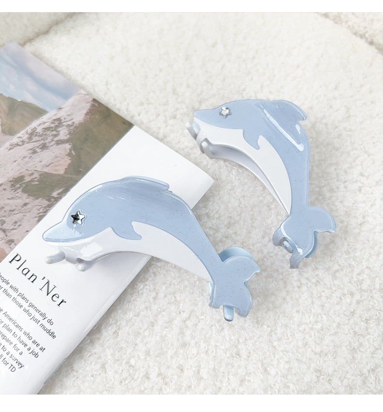 Women's Sweet Dolphin Acetic acid sheets Inlay Rhinestones Hair Claws
