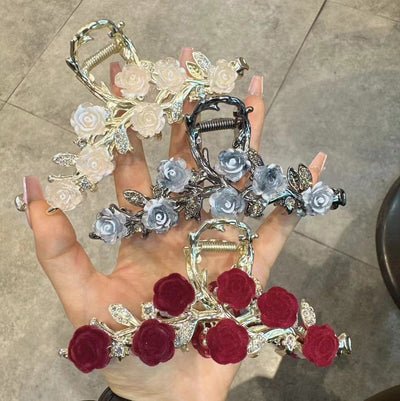 women's elegant romantic rose alloy hair claws