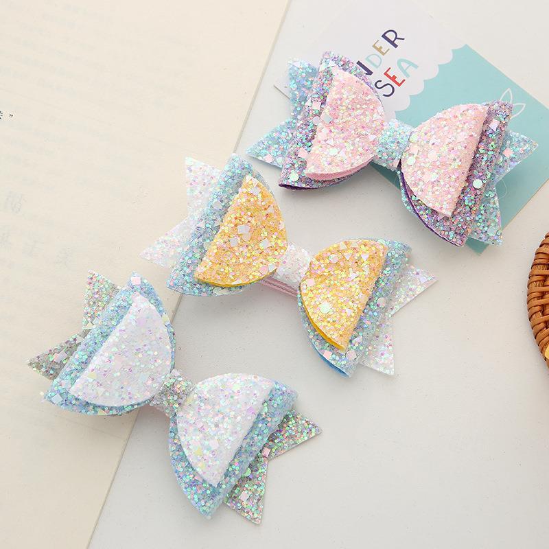 Girl'S IG Style Sweet Bow Knot Sequin Hair Clip