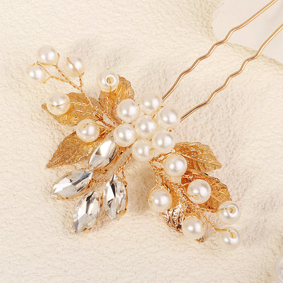 Women's Simple Style Flower Imitation Pearl Alloy Rhinestone Insert comb