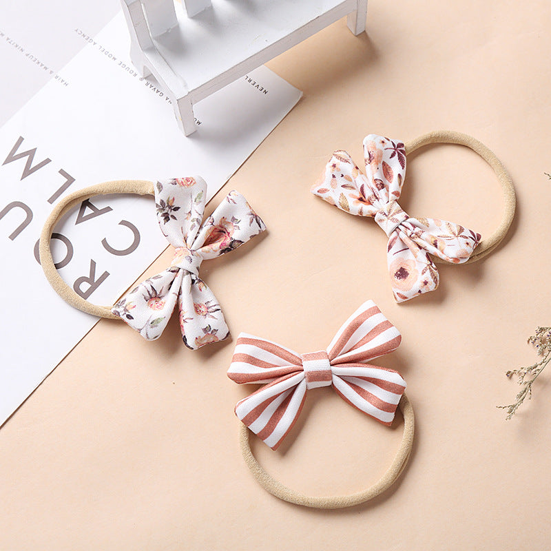 fashion bow floral nylon soft infant baby headband