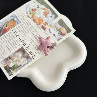 women's simple style pentagram pu leather hair clip