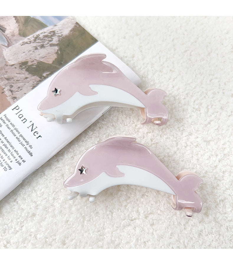 Women's Sweet Dolphin Acetic acid sheets Inlay Rhinestones Hair Claws
