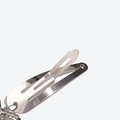 Korean Style New Y2g Trending Unique Silver Hairpin Sweet Cool Niche Bow Cat Five-Pointed Star Pendant BB Clip