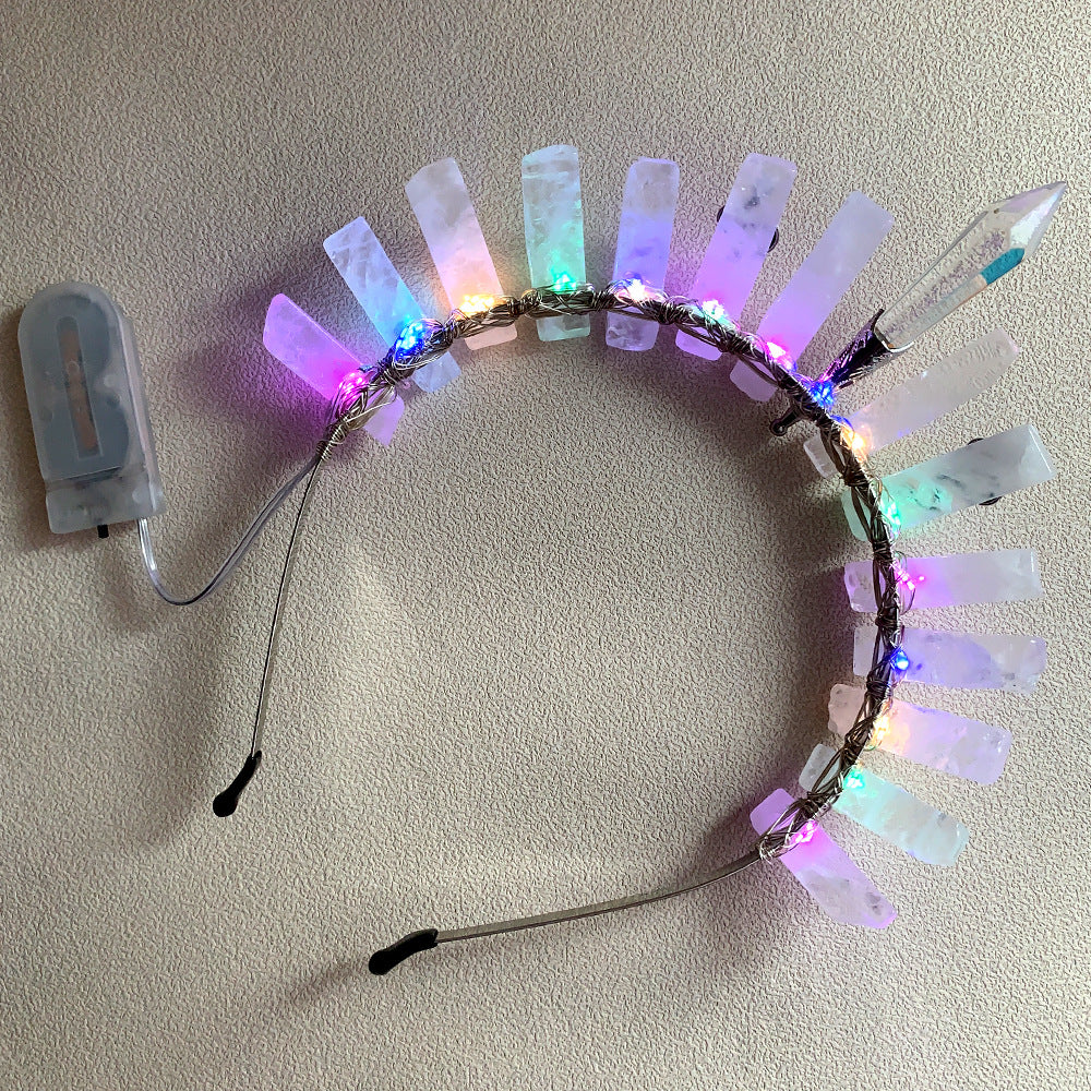 simple style rectangle crystal patchwork hair band