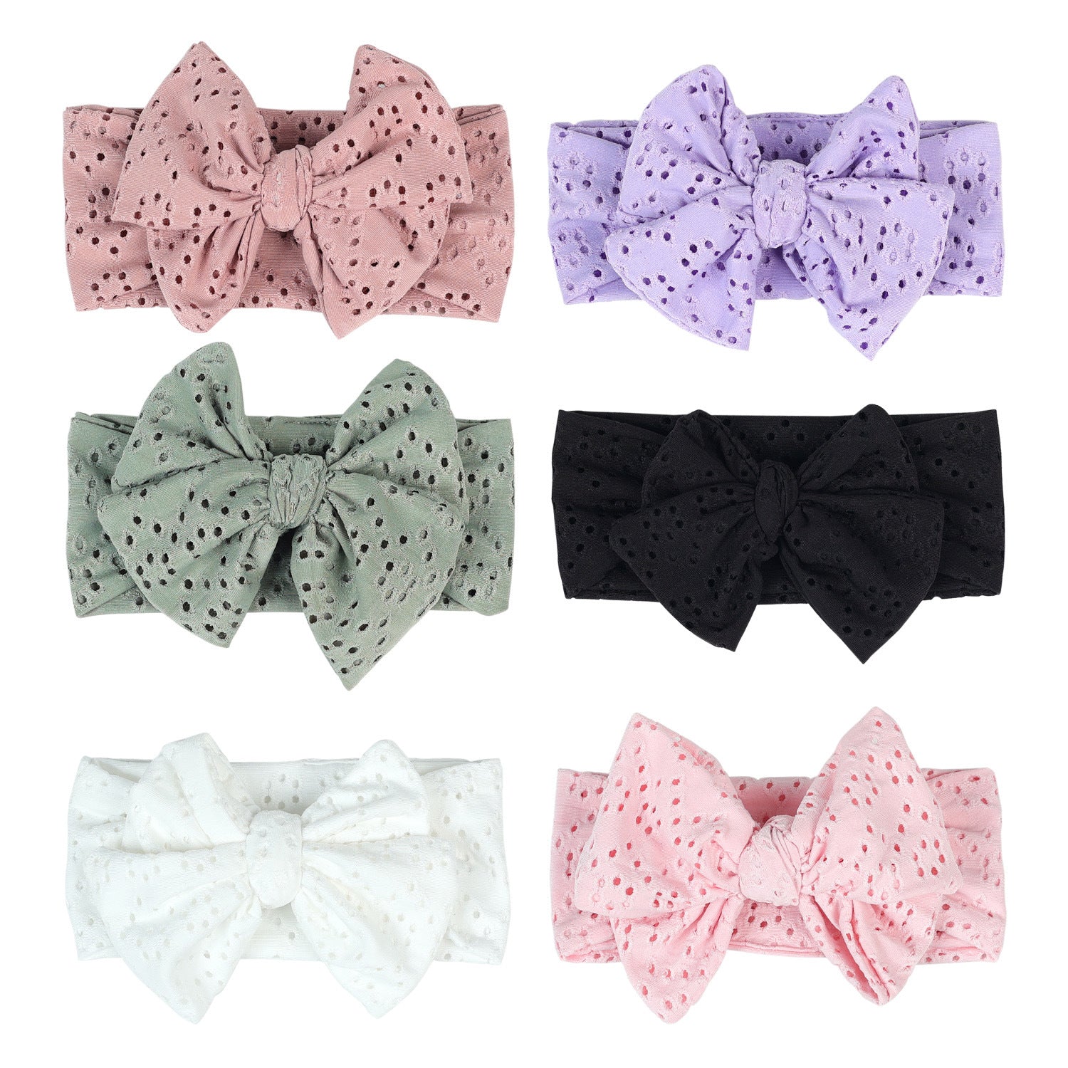pastoral polka dots cloth bowknot hollow out hair band