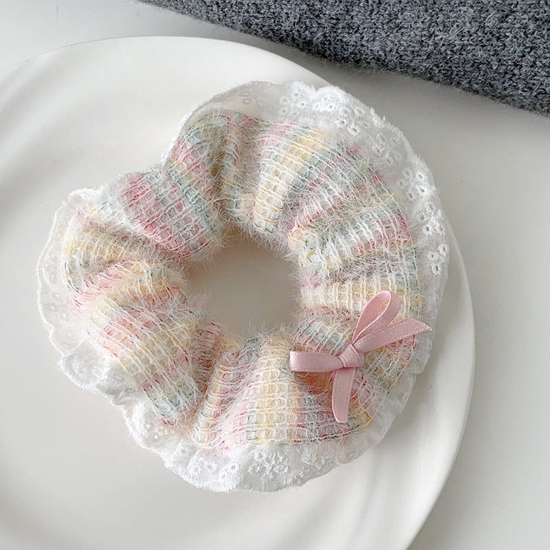 Unisex Casual Sweet Rainbow yarn Rib-Knit Hair Tie