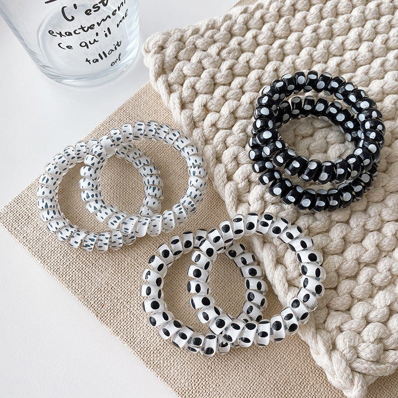 Women's Modern Style Classic Style Polka Dots Plastic Telephone Cord Hair Tie