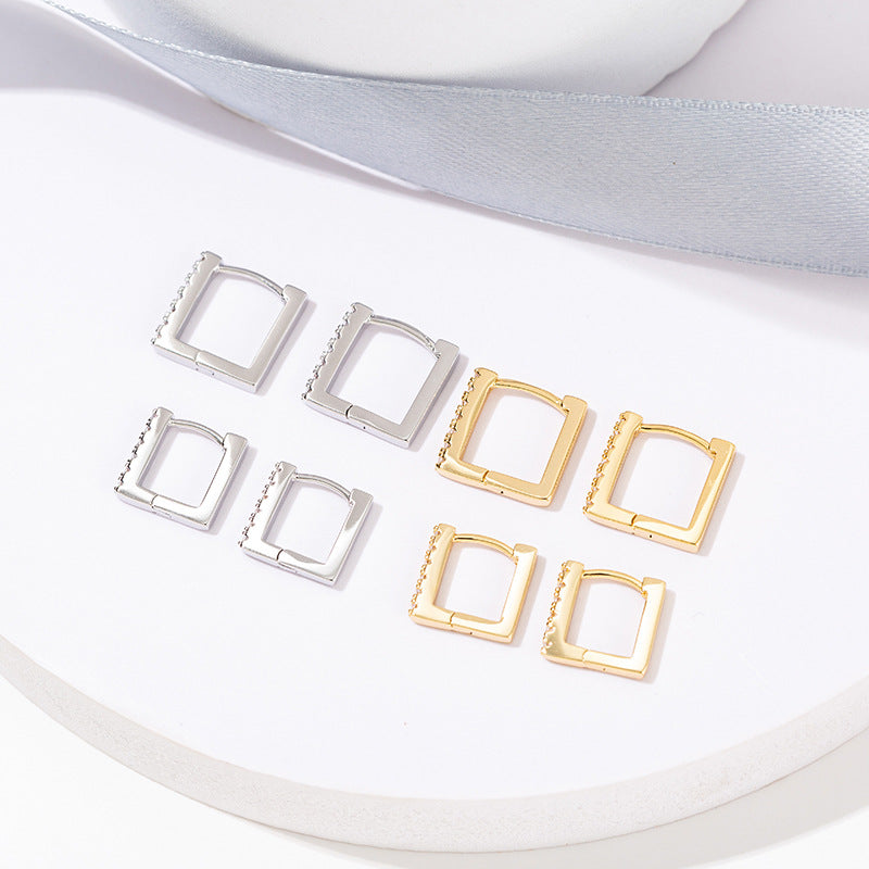 1 Pair Simple Style Geometric Copper Zircon Earrings