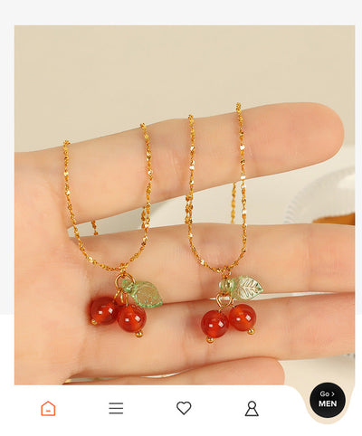 Jewelry Cute Cherry Titanium Steel Plating Pendant Necklace