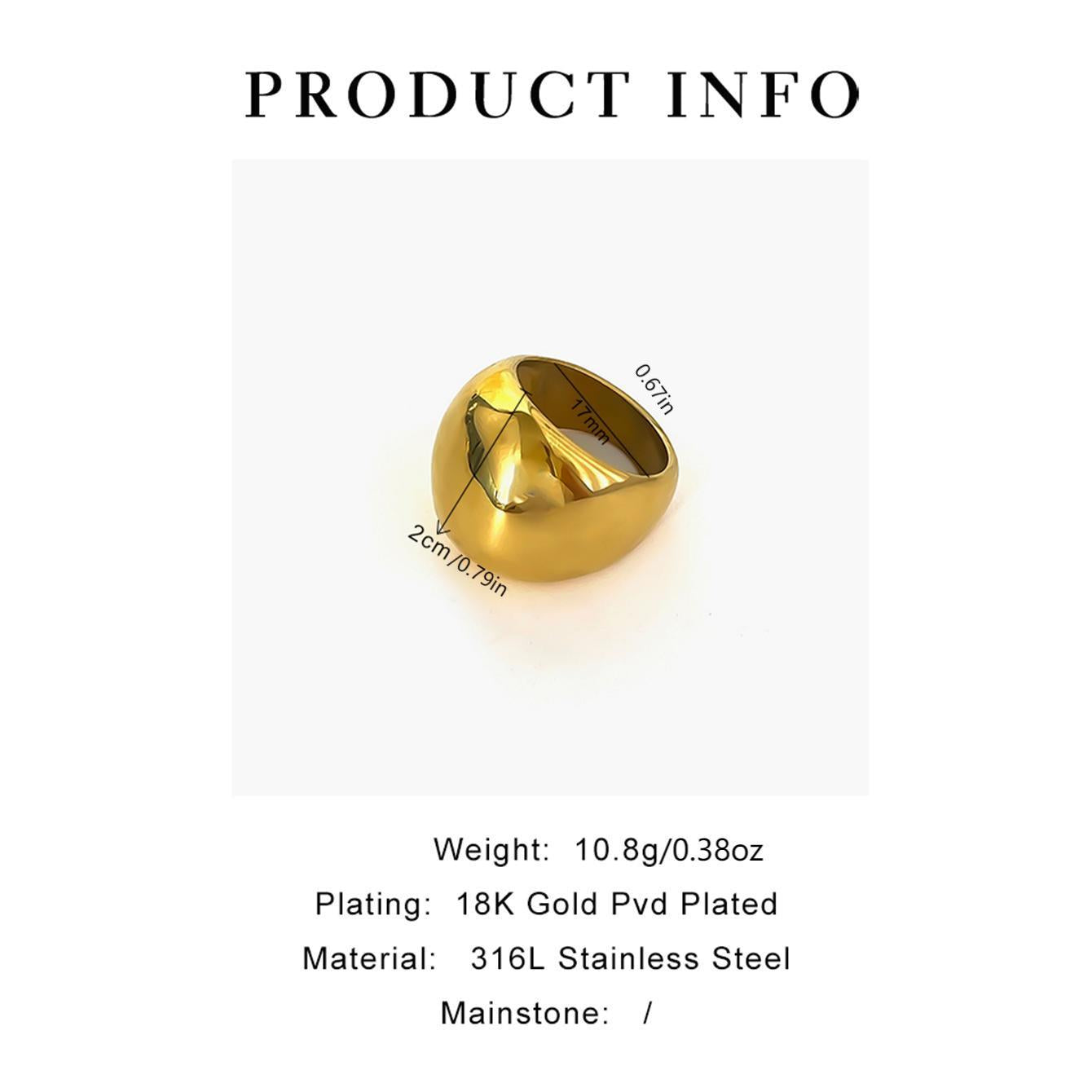 Jewelry Simple Style Streetwear Geometric 316L Stainless Steel  18K Gold Plated Rings