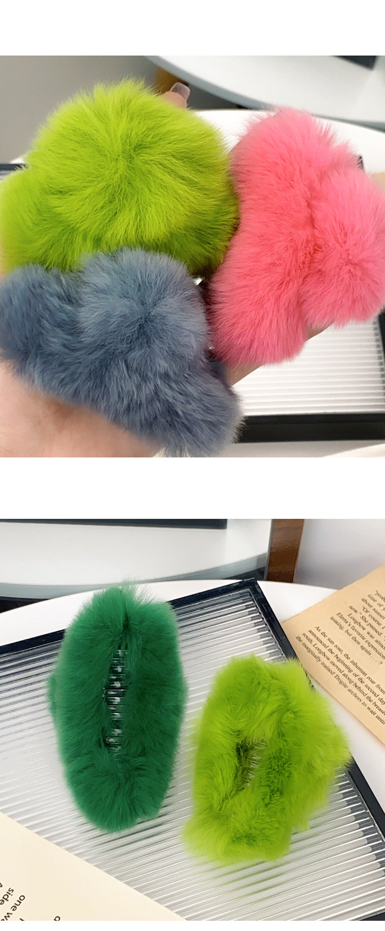 Women's Simple Style Solid Color rabbit fur Hair Claws