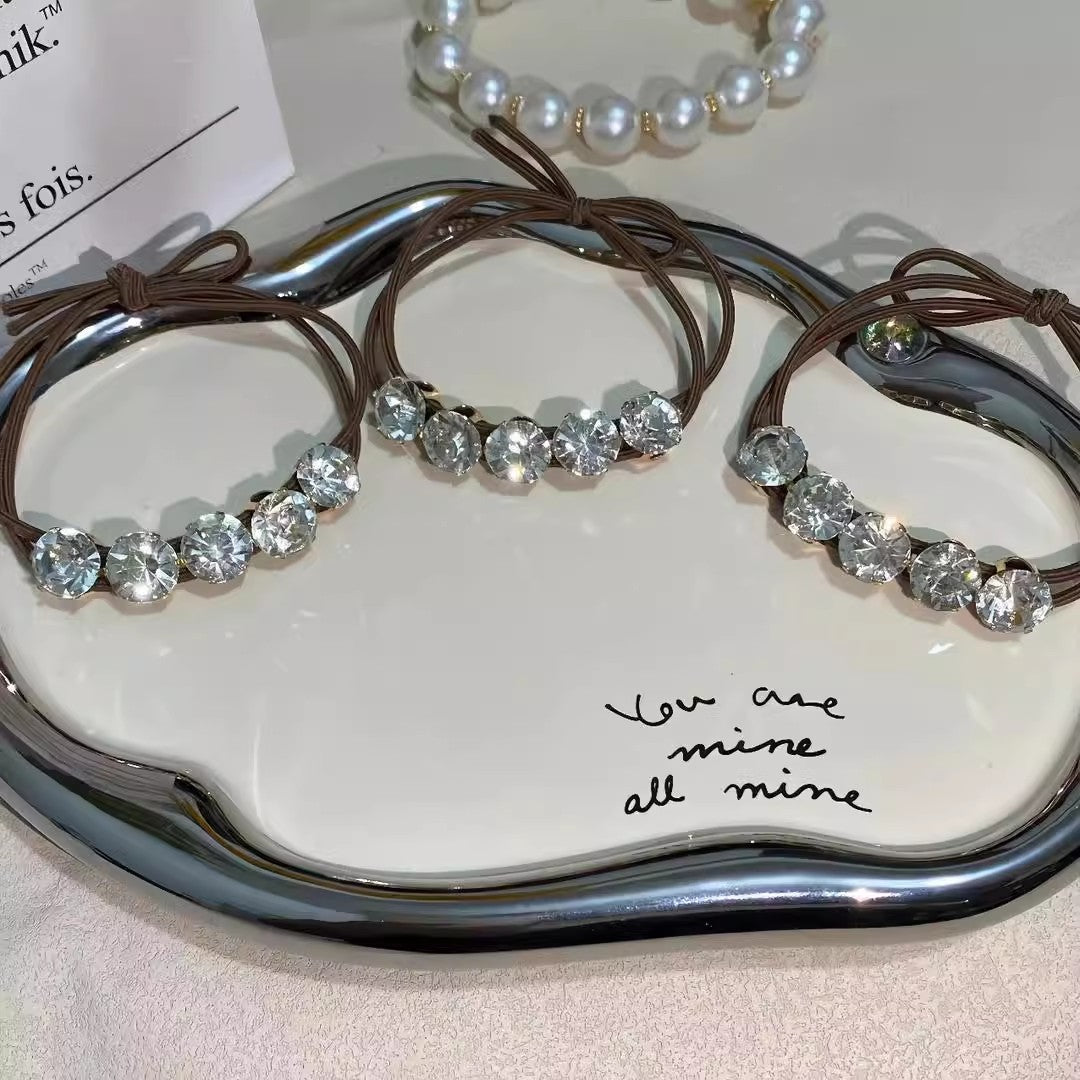 Women's Simple Style Classic Style Solid Color Cloth Inlay Zircon Hair Tie