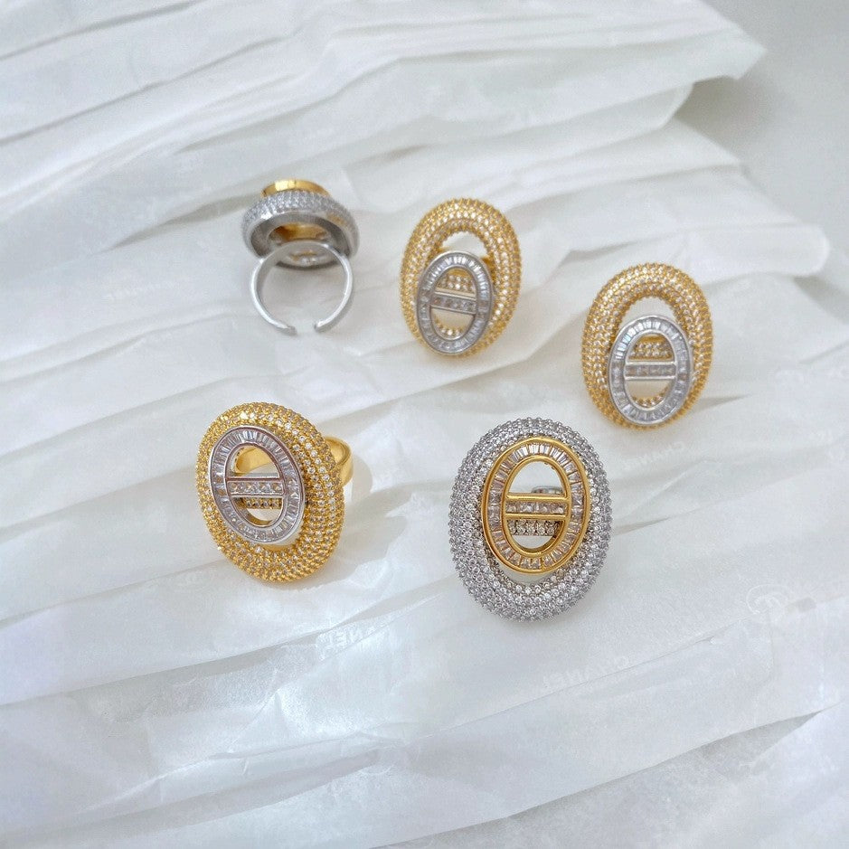 Jewelry Vintage Style Classic Style Geometric Copper Zircon Plating Open Rings