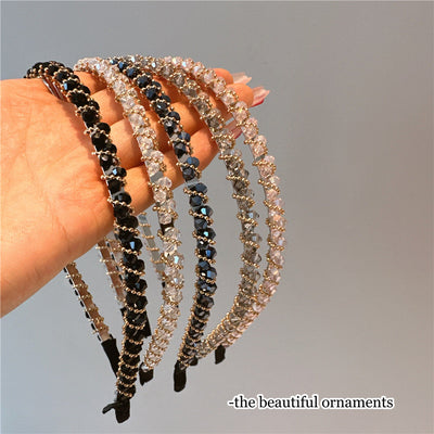 Women's Simple Style Solid Color Artificial Crystal Diamond Hair Band