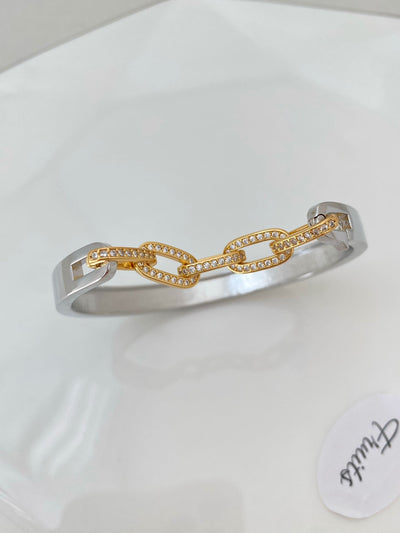 Jewelry Vintage Style Geometric Copper Zircon Mixed Metal Plating Bangle