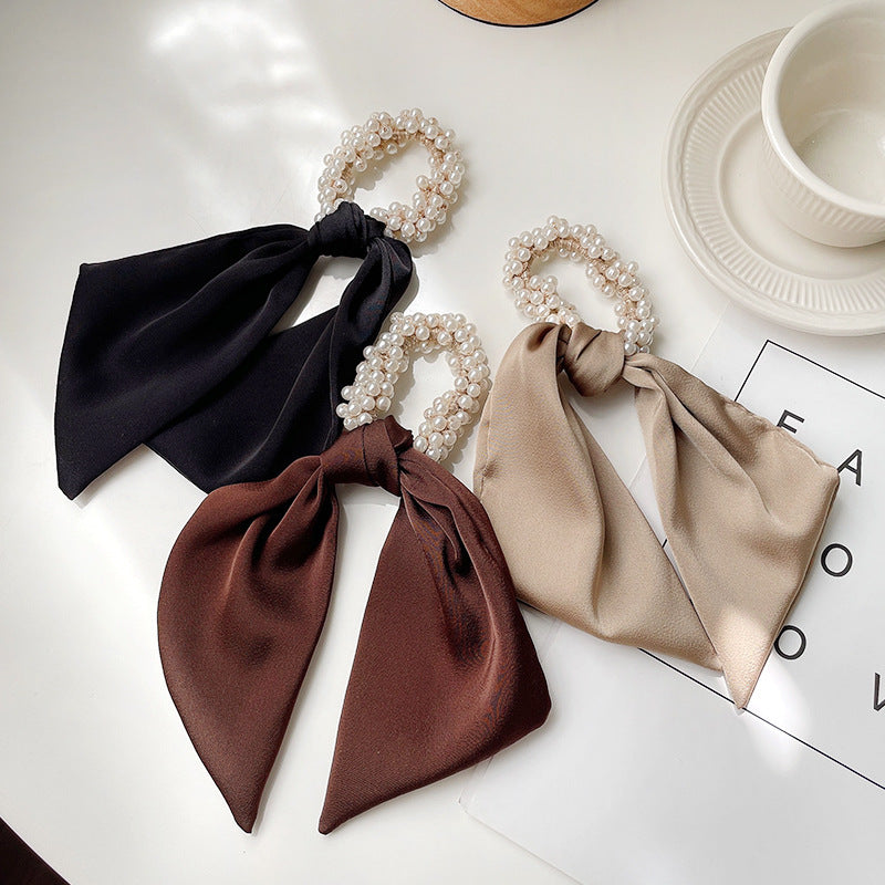 Women's Simple Style Classic Style Solid Color Cloth Baroque Pearls Hair Tie