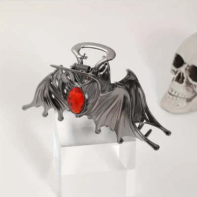 Halloween Funny Women's Bat Metal Inlay Gem Hair Claws