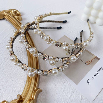 korean pearl wrapped full drill headband