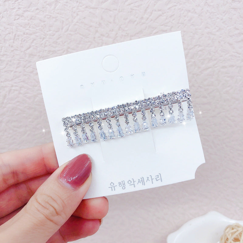 fashion geometric metal inlay rhinestones hair clip 1 piece