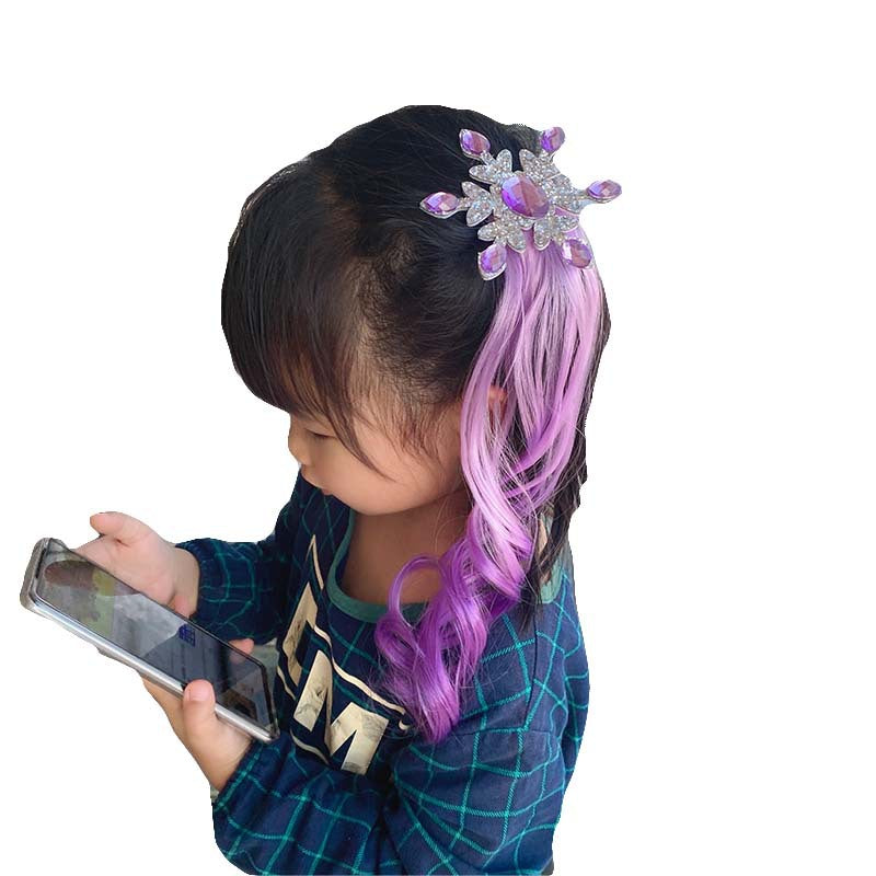 Kid'S Princess Snowflake high temperature wire Diamond Hair Clip