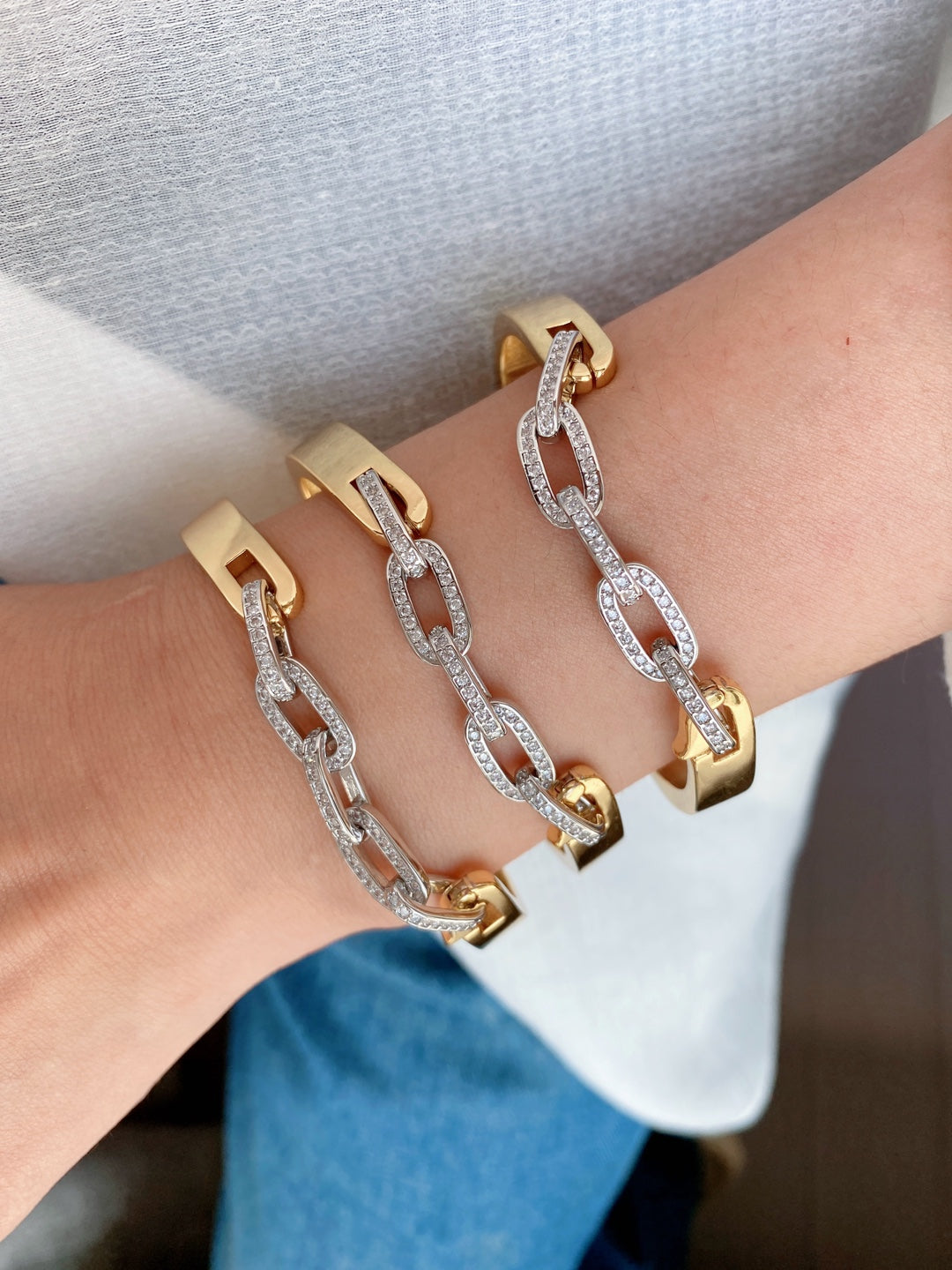 Jewelry Vintage Style Geometric Copper Zircon Mixed Metal Plating Bangle