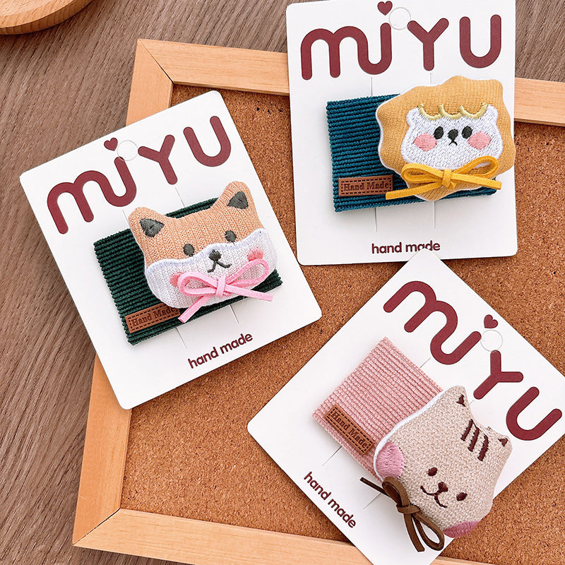 Girl'S Cartoon Style Cute Animal Cloth Hair Clip