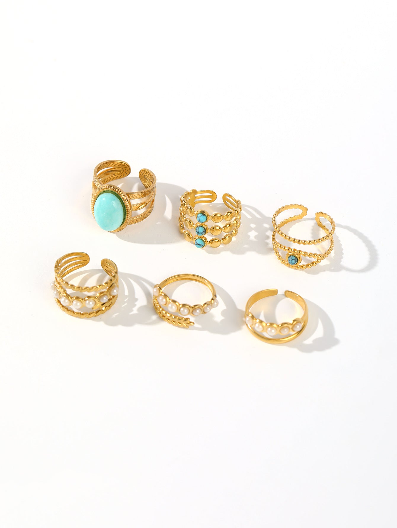 Jewelry Elegant Retro U Shape Oval 304 Stainless Steel Open Rings