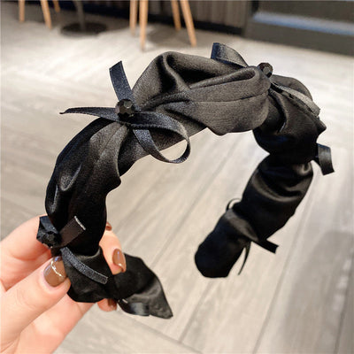 women's elegant simple style bow knot artificial crystal cloth hair band