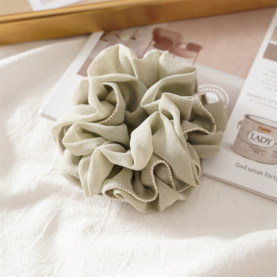simple style solid color ruffles cloth pleated hair tie 1 piece