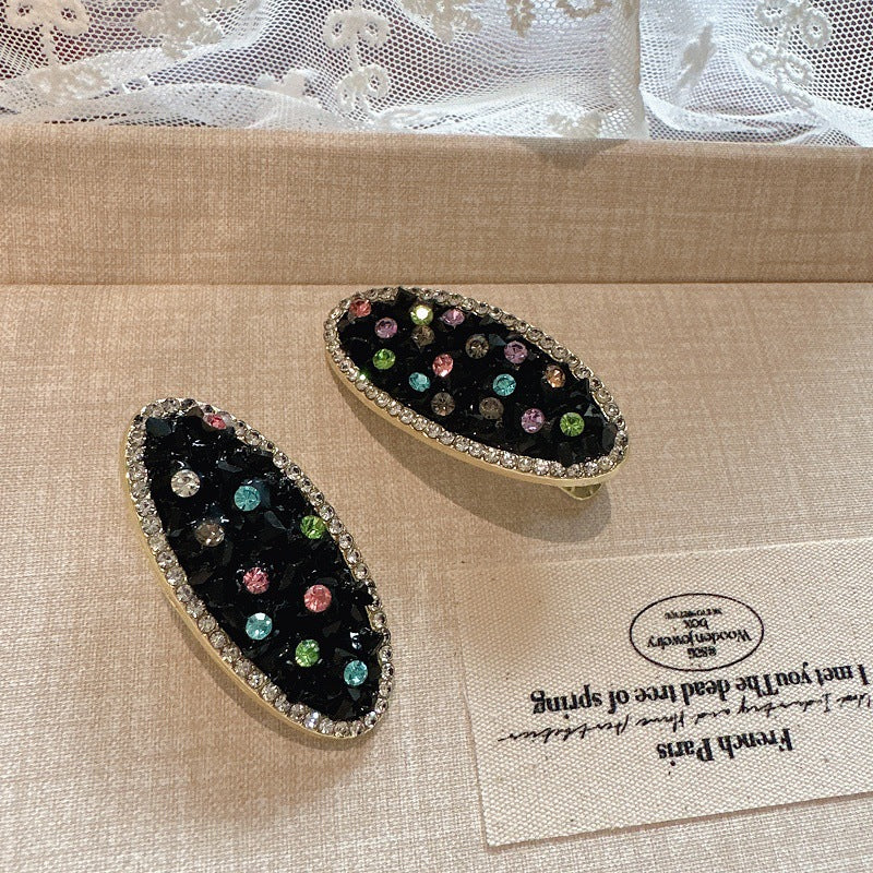 Women's Retro Simple Style Solid Color Rhinestone Hair Clip