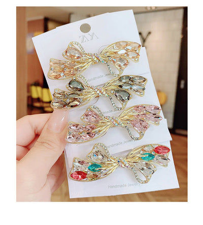 sweet bow knot artificial crystal hair clip