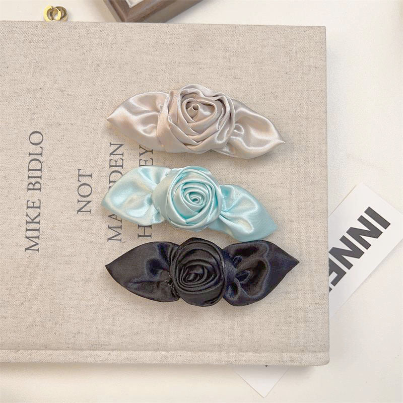 Women's Sweet Solid Color Flower Cloth Hair Clip