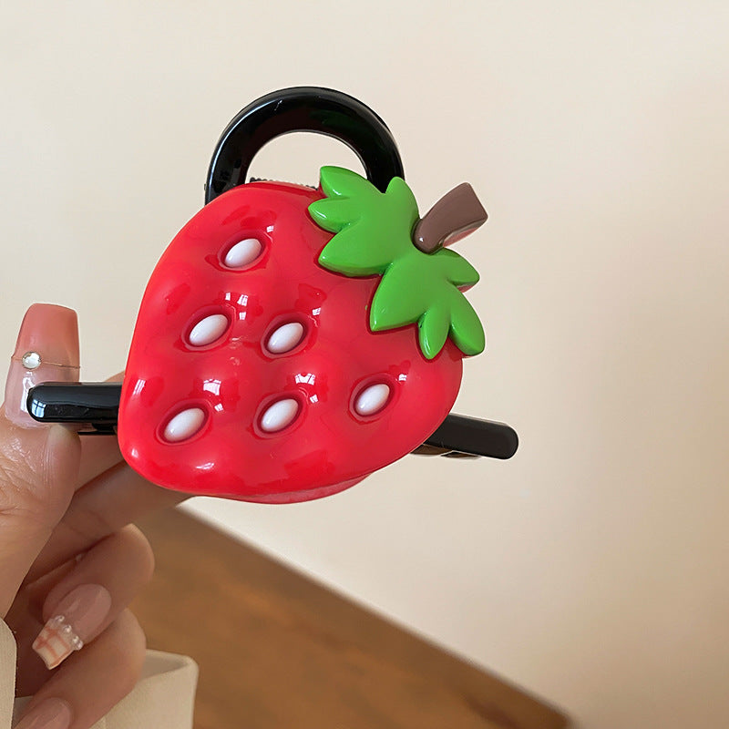 Cute Sweet Women's Fruit Strawberry Arylic Fruit Hair Claws