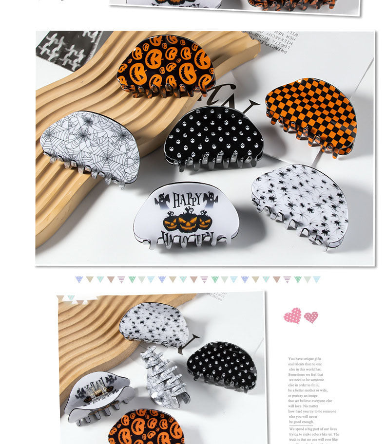 Halloween Simple Style Women's Pumpkin Lattice Spider PVC Hair Claws