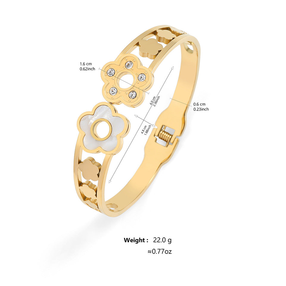 Casual Simple Style Streetwear Floral 304 Stainless Steel Stainless Steel Bracelets In Bulk