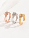 Copper Inlay Geometric Zircon Open Rings